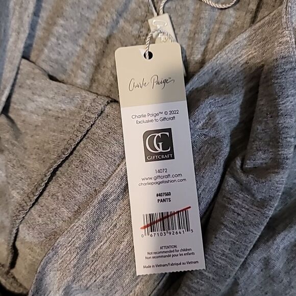 NEW NWT Charlie Paige Heather Grey Shea Tulip Pants With Tie Waistband Size XL - Picture 5 of 8
